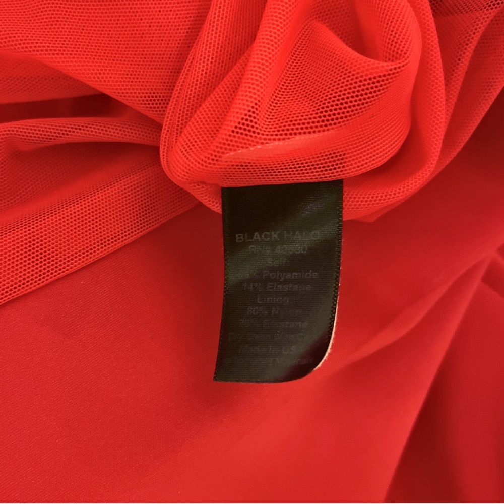 Black Halo Eve Satin Gown Womens 0 Red Floor Length V-Neck Formal Sheath Dress - Picture 5 of 6